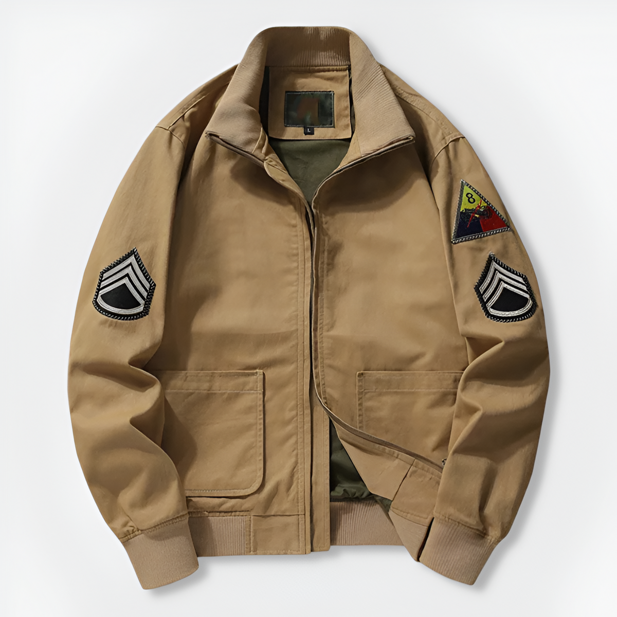 Men's Fleece Longline Draped Bomber Jacket – Stand Collar Safari Coat