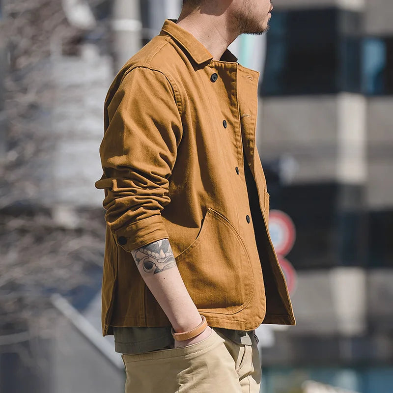 Meta Title  Men's Cotton Work Jacket | Multi-Pocket Utility Coat