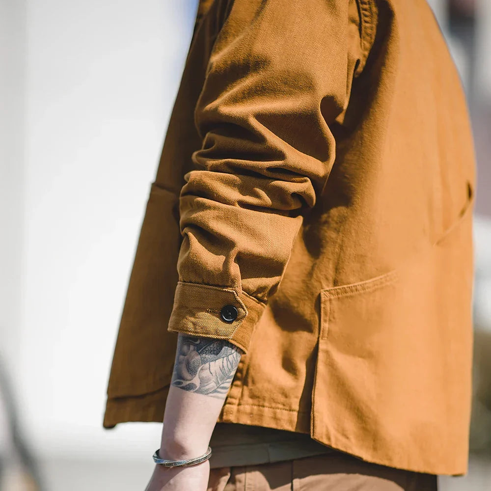 Meta Title  Men's Cotton Work Jacket | Multi-Pocket Utility Coat