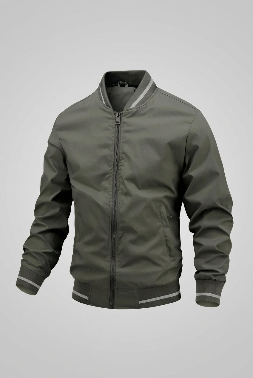 Green bomber jacket on a white background