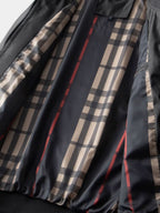 Men's Bomber Jacket Striped Rib Collar – Spring Zip Windbreaker