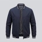 Men's Bomber Jacket Striped Rib Collar – Spring Zip Windbreaker