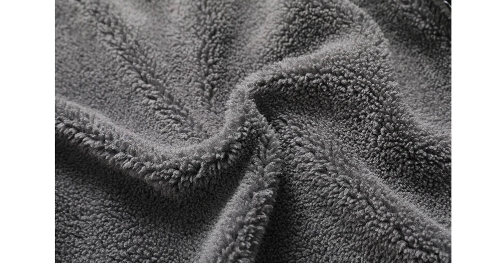Close-up of textured gray fabric