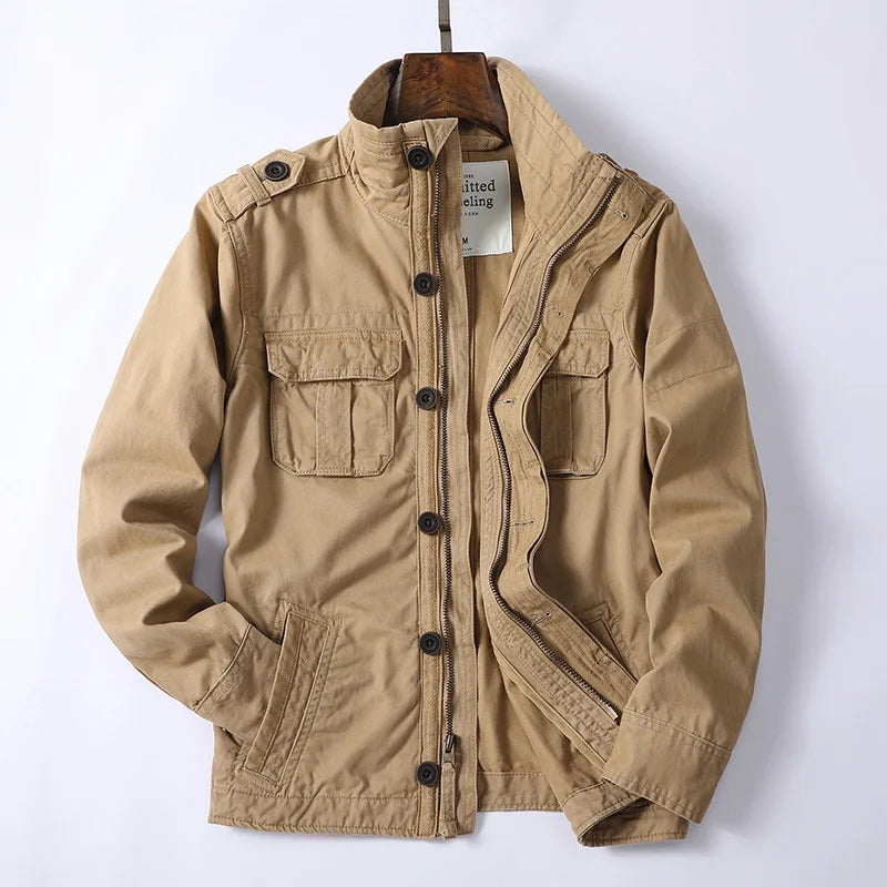 Men's Retro Denim Cargo Jacket | Outdoor Utility Coat