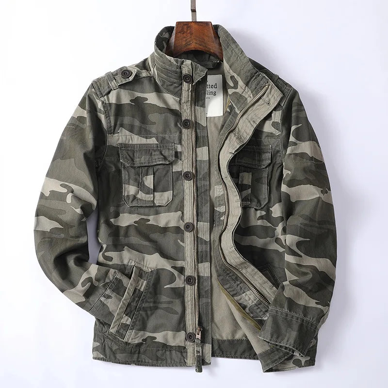 Men's Retro Denim Cargo Jacket | Outdoor Utility Coat