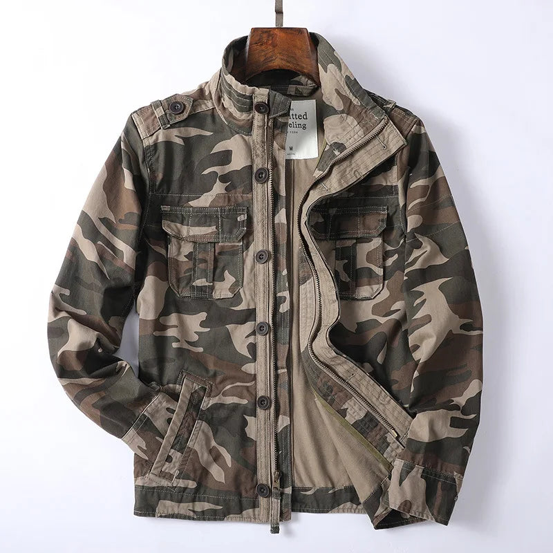 Men's Retro Denim Cargo Jacket | Outdoor Utility Coat
