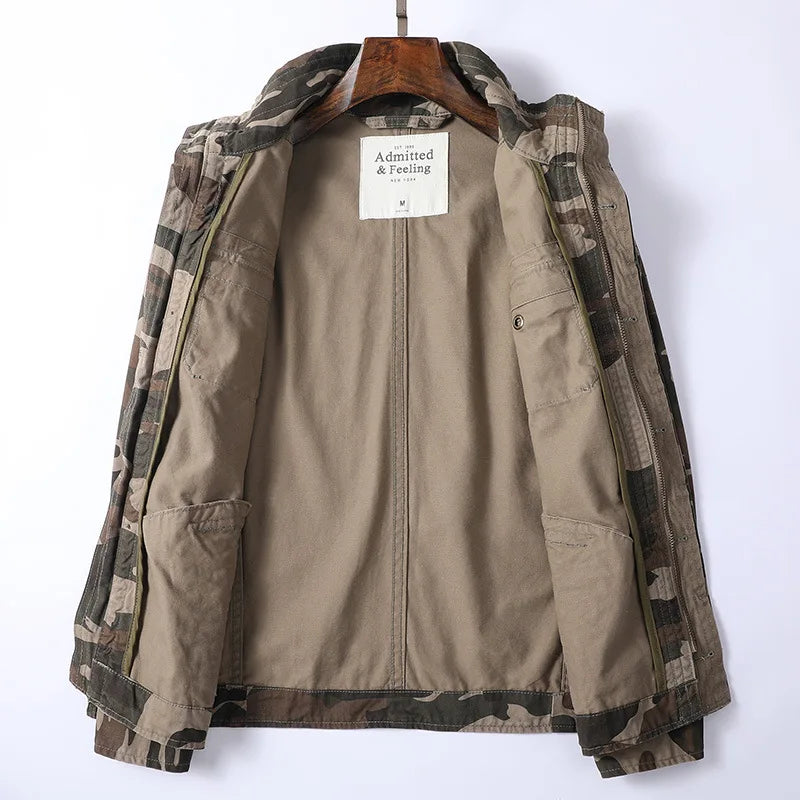 Men's Retro Denim Cargo Jacket | Outdoor Utility Coat