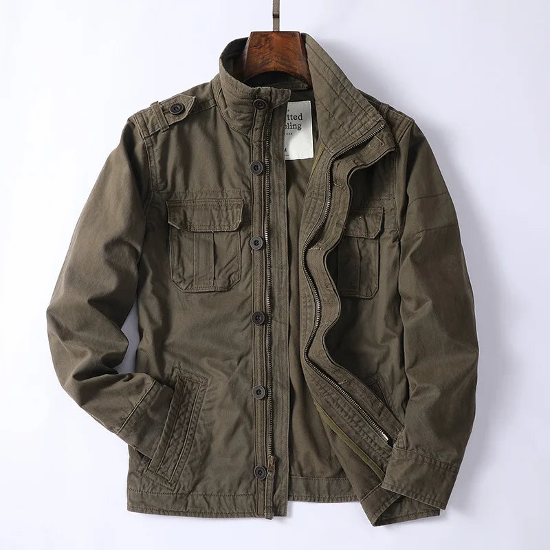 Men's Retro Denim Cargo Jacket | Outdoor Utility Coat