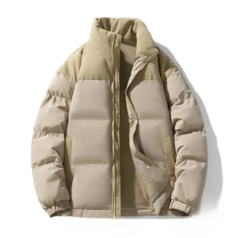 Beige puffer jacket on a white background