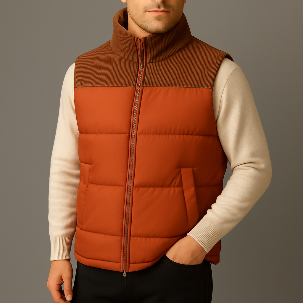 Men's Casual Stylish Warm Quilted Puffer Winter Layering Vest