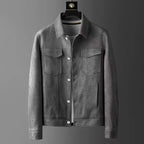 Gray suede jacket on a gray background