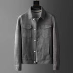 Gray suede jacket on a gray background