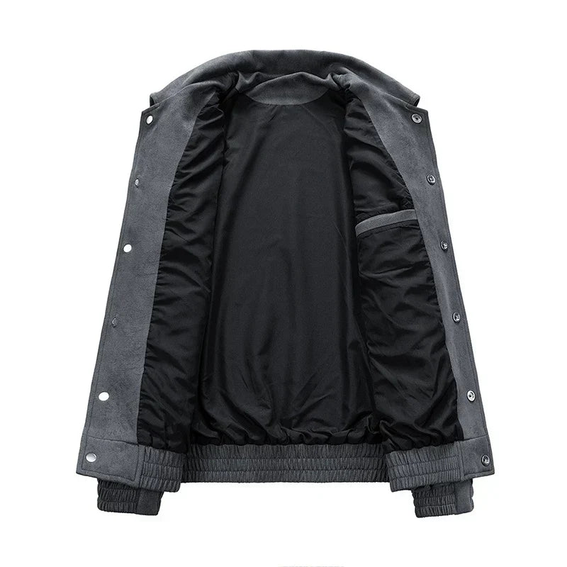 Black jacket with gray sleeves on a white background