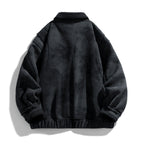 Dark gray fleece jacket on a white background