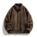 Brown jacket with sherpa lining on a white background
