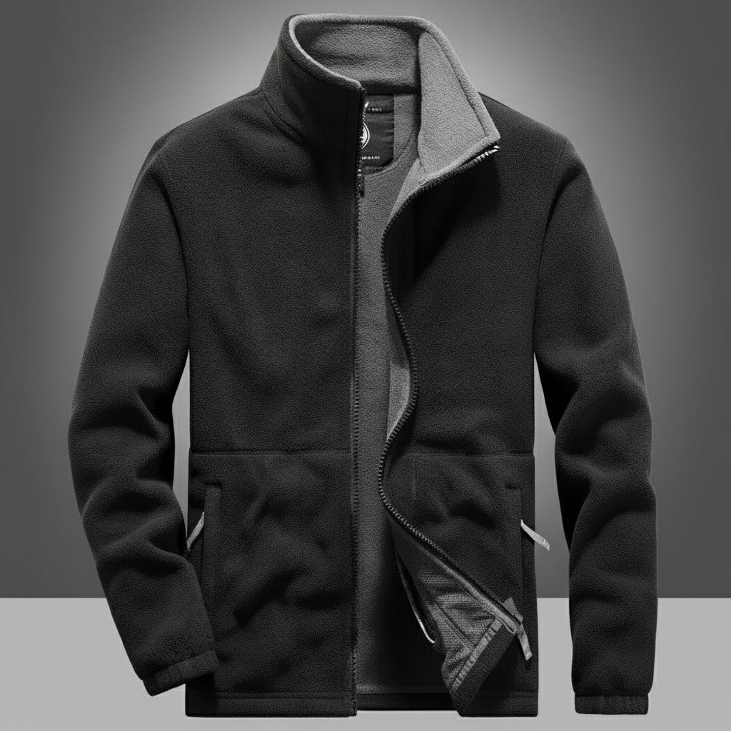 Men's Fleece Winter Jacket - Double Pocket Hiking & Ski Outerwear