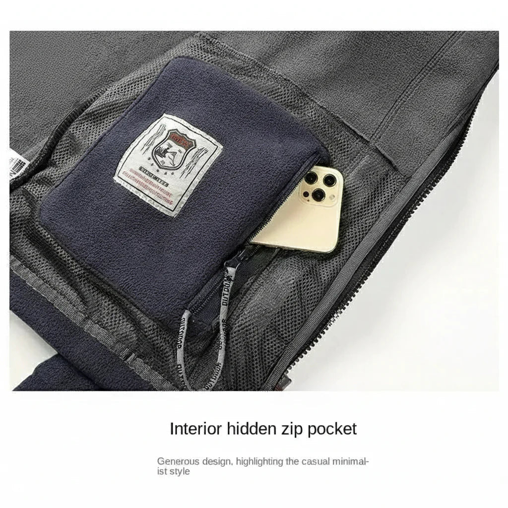 Men's Fleece Winter Jacket - Double Pocket Hiking & Ski Outerwear