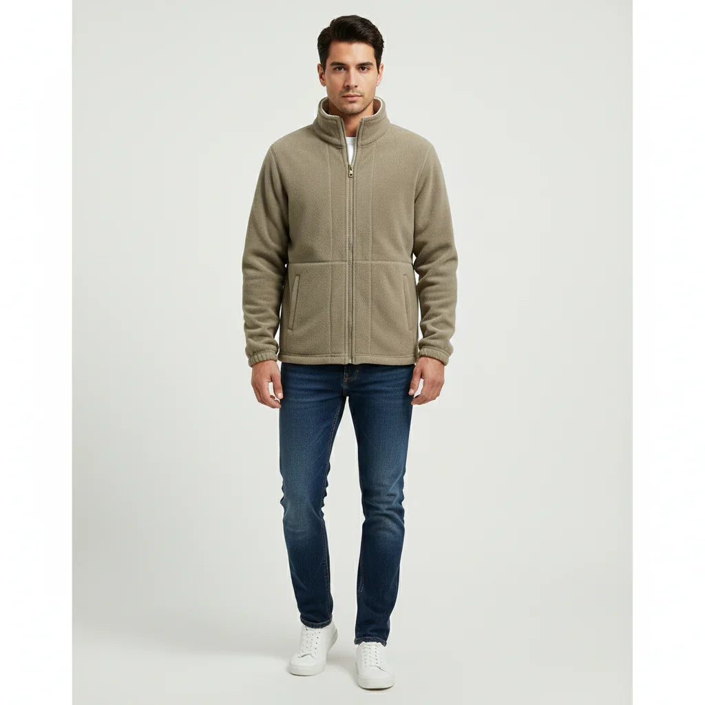Men's Fleece Winter Jacket - Double Pocket Hiking & Ski Outerwear