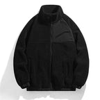Black fleece jacket on a white background