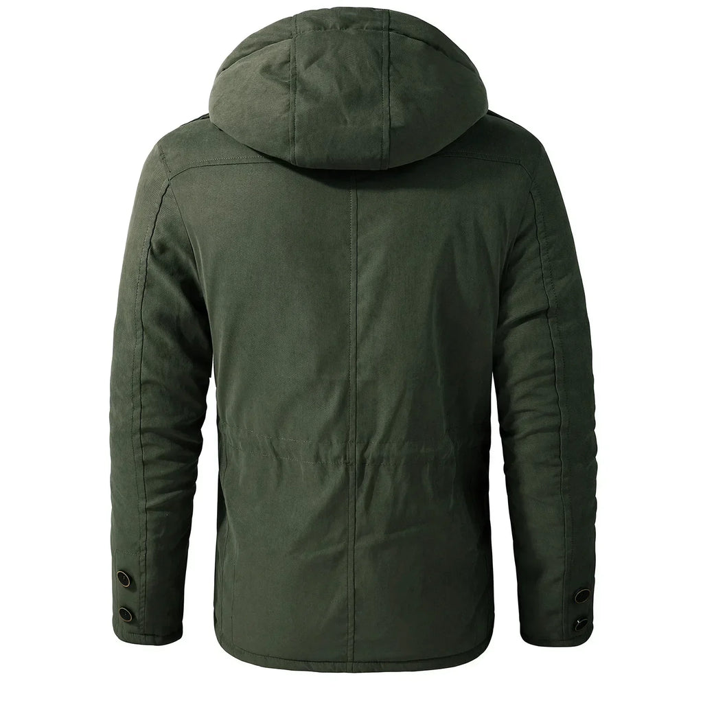 Green hooded jacket on a white background