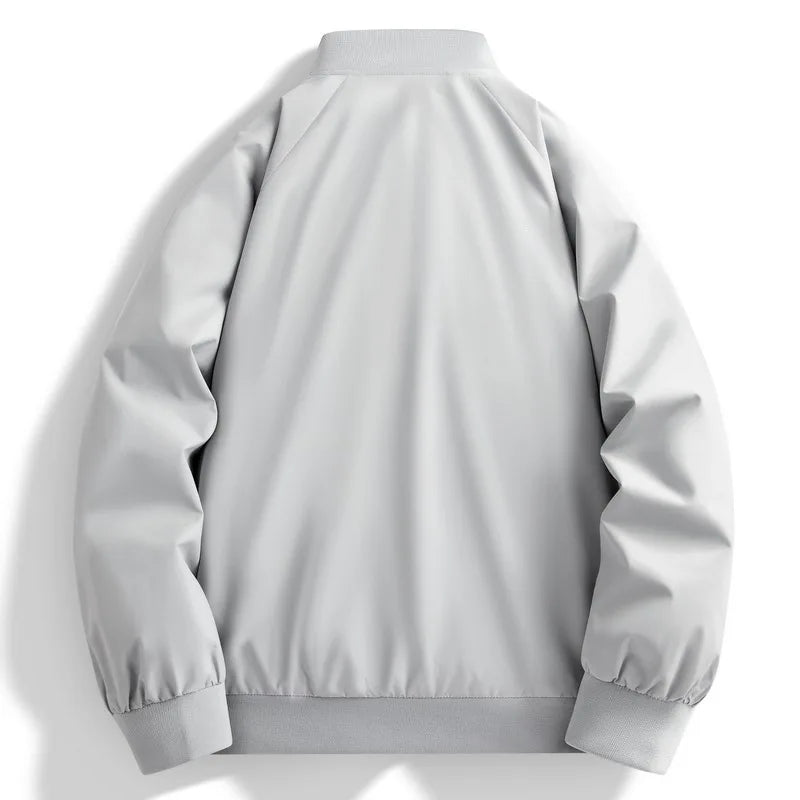 Light gray bomber jacket on a white background