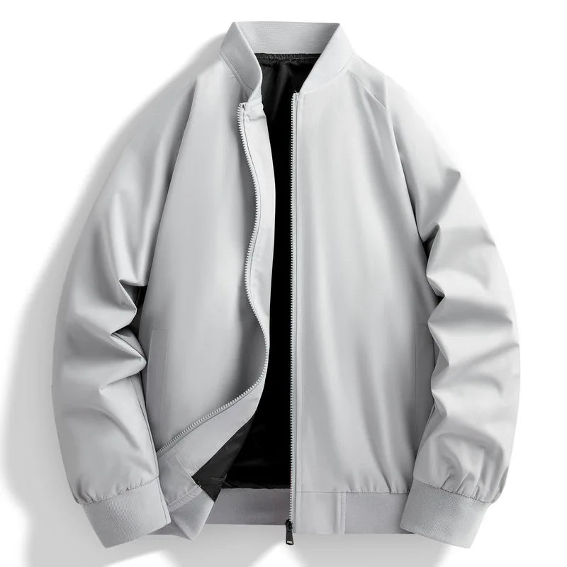 Light gray bomber jacket on a white background