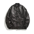 Black leather jacket on a white background