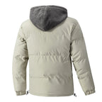 Light gray jacket with a dark gray hood on a white background