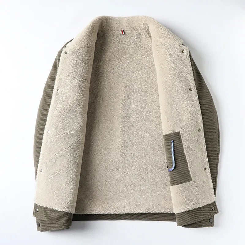 Men's Wool Jacket with Sherpa Collar | Warm Coat