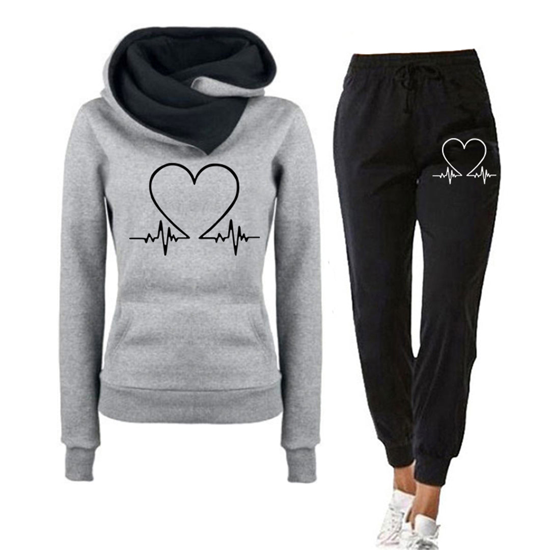 Women's Casual Two-Piece Tracksuit | Heart Graphic Set