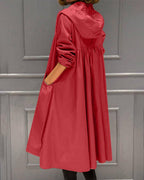 Women's Waterproof Long Trench Coat | Hooded A-Line Coat