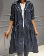 Women's Waterproof Long Trench Coat | Hooded A-Line Coat