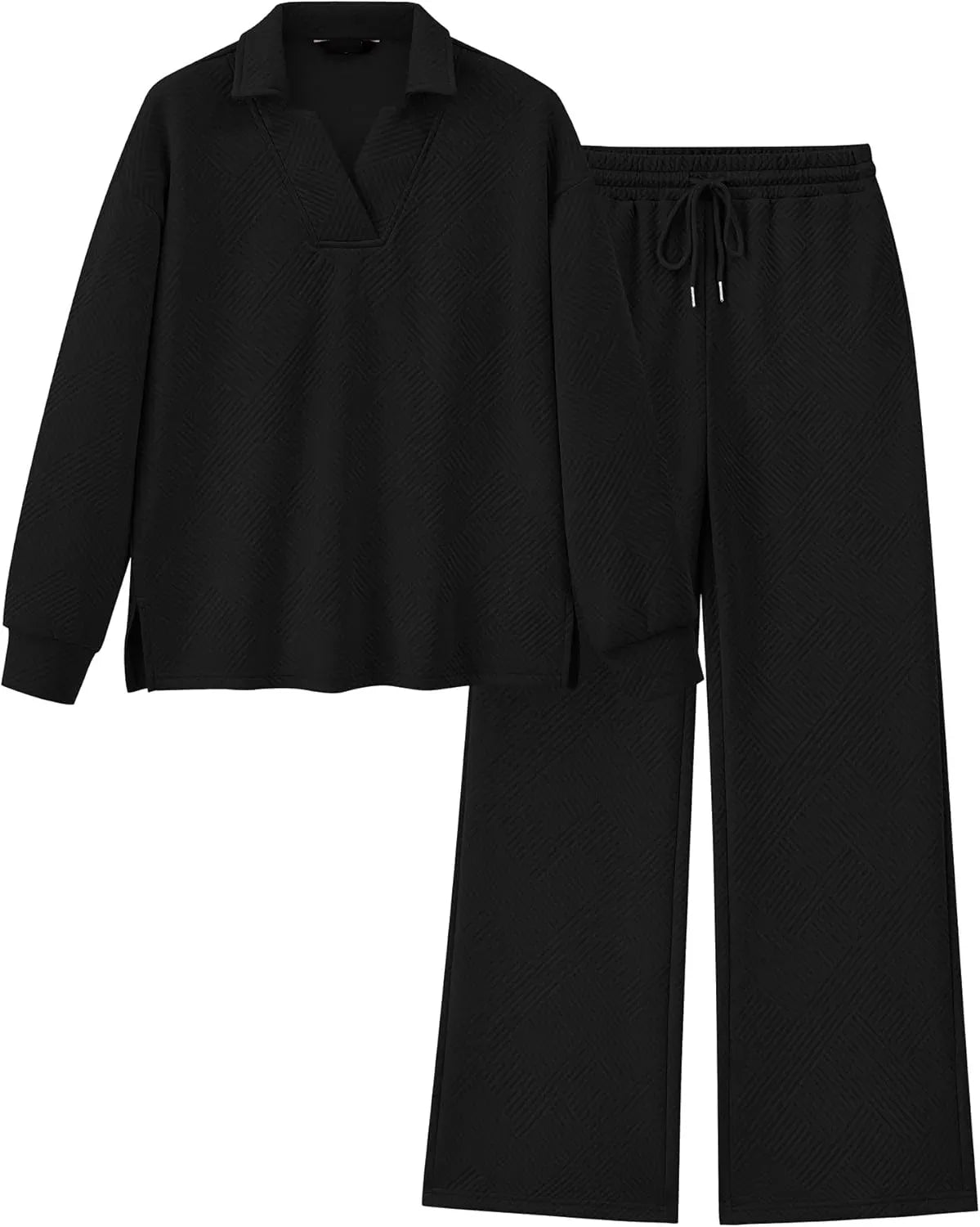 Black shirt and black pants on a white background