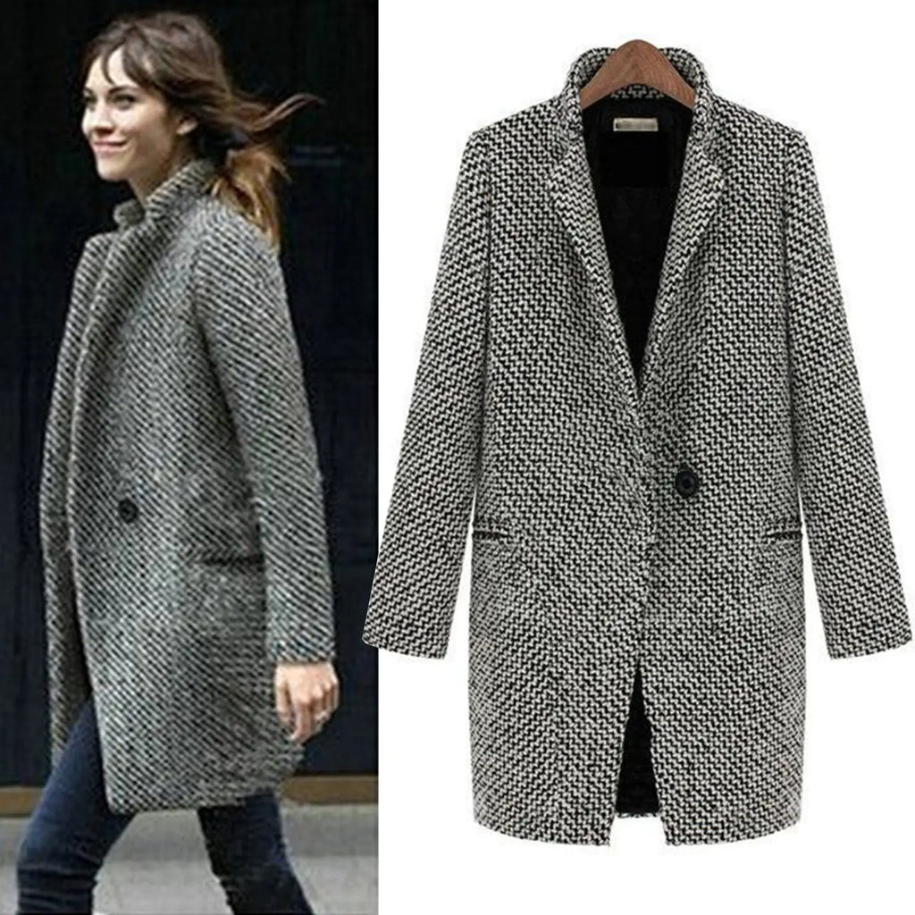 Women's Olive Long Wool Overcoat | Warm & Elegant Outerwear