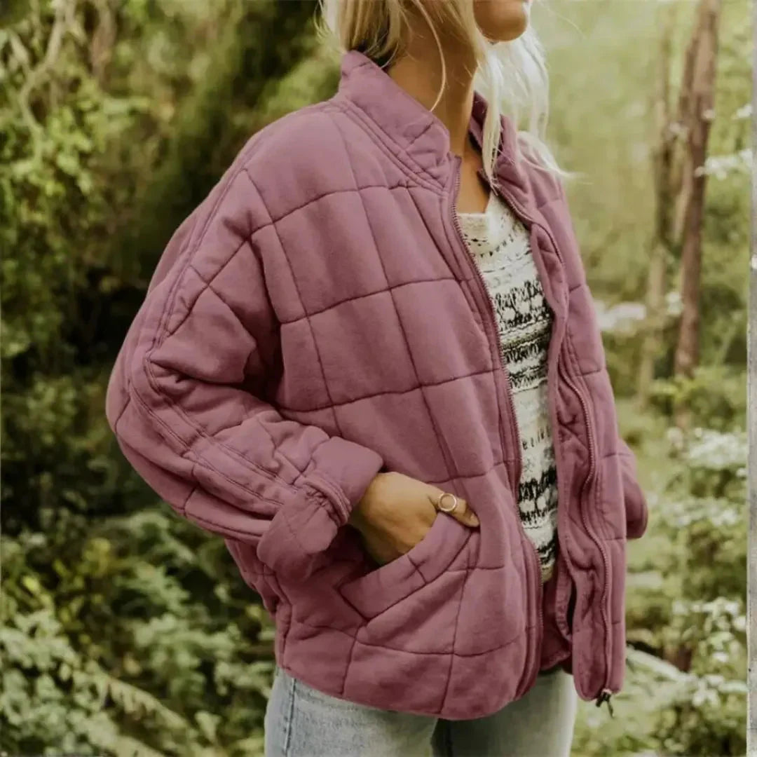 Women's Quilted Fleece Zip Jacket | Cozy Oversized Coat