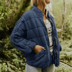 Women's Quilted Fleece Zip Jacket | Cozy Oversized Coat