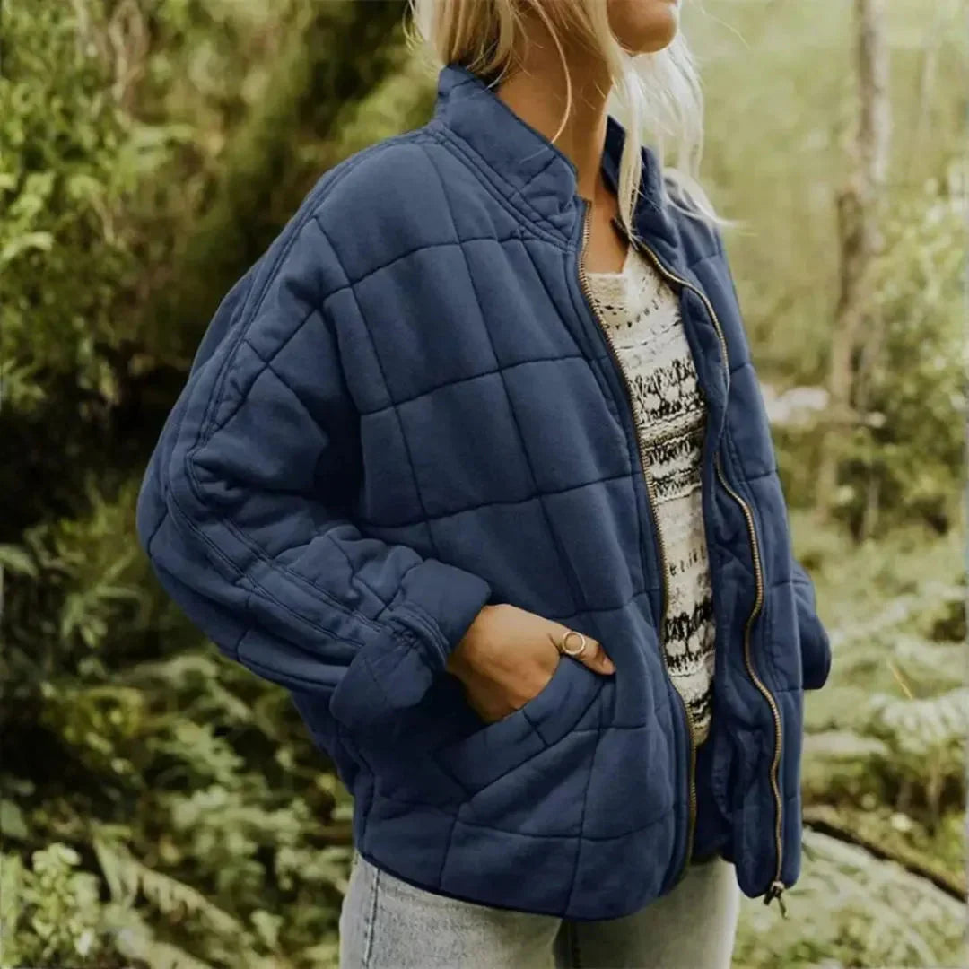Women's Quilted Fleece Zip Jacket | Cozy Oversized Coat