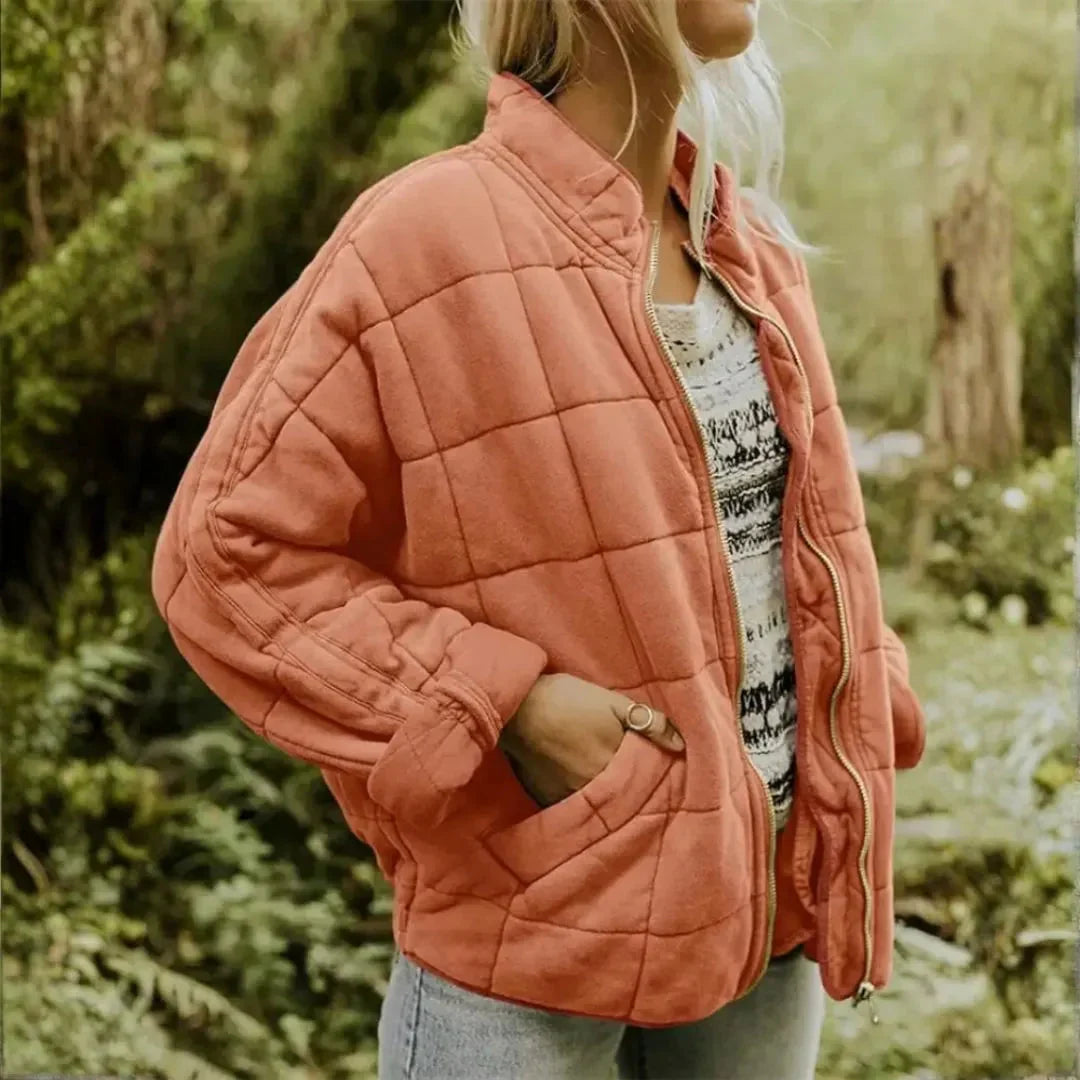 Women's Quilted Fleece Zip Jacket | Cozy Oversized Coat