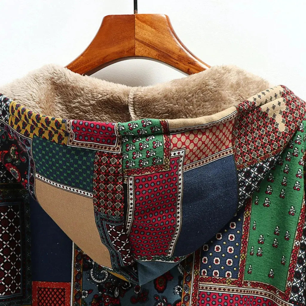 Women's Aurora Patchwork Overcoat | Vintage Cotton Linen Jacket