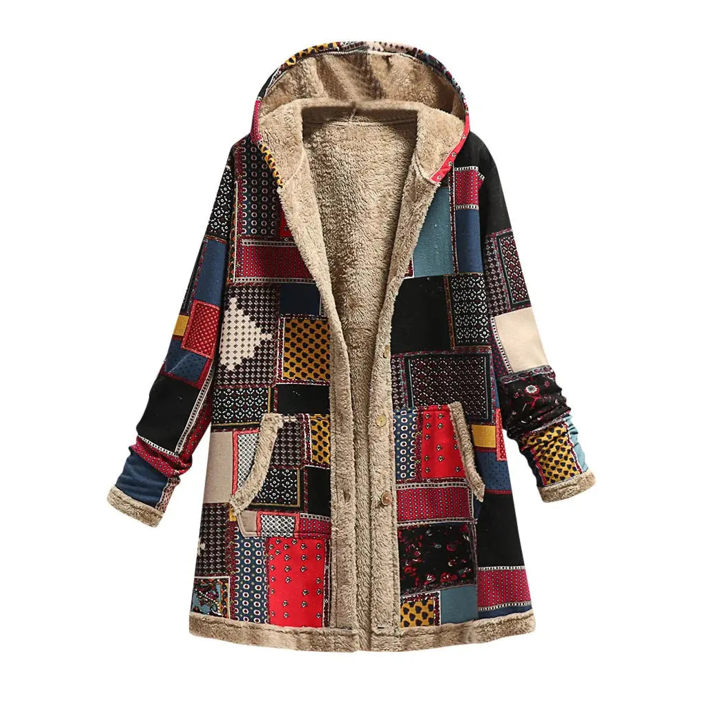 Women's Aurora Patchwork Overcoat | Vintage Cotton Linen Jacket