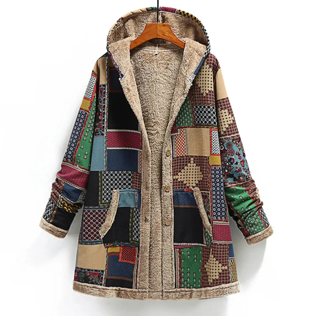 Women's Aurora Patchwork Overcoat | Vintage Cotton Linen Jacket