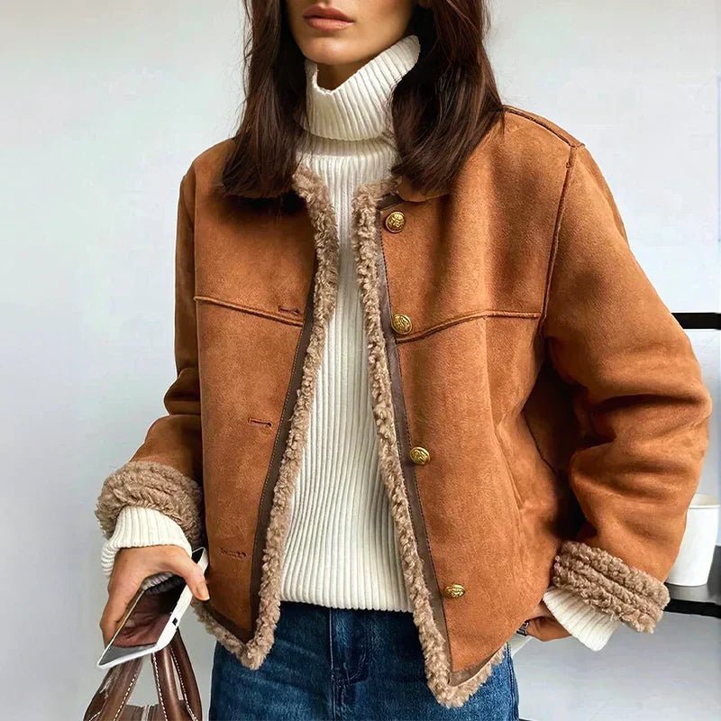 Women's Phoebe Faux-Shearling Jacket | Button-Front Warm Coat