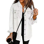 Women's Oversized Denim Jacket | Loose Frayed Coat