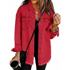 Women's Oversized Denim Jacket | Loose Frayed Coat