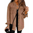 Women's Oversized Denim Jacket | Loose Frayed Coat
