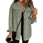 Women's Oversized Denim Jacket | Loose Frayed Coat