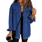 Women's Oversized Denim Jacket | Loose Frayed Coat