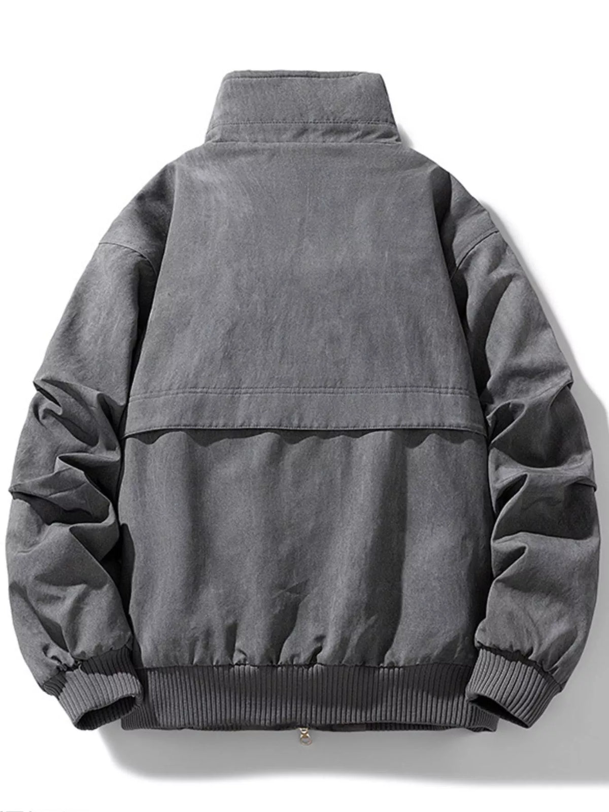 Gray jacket with a high collar on a white background