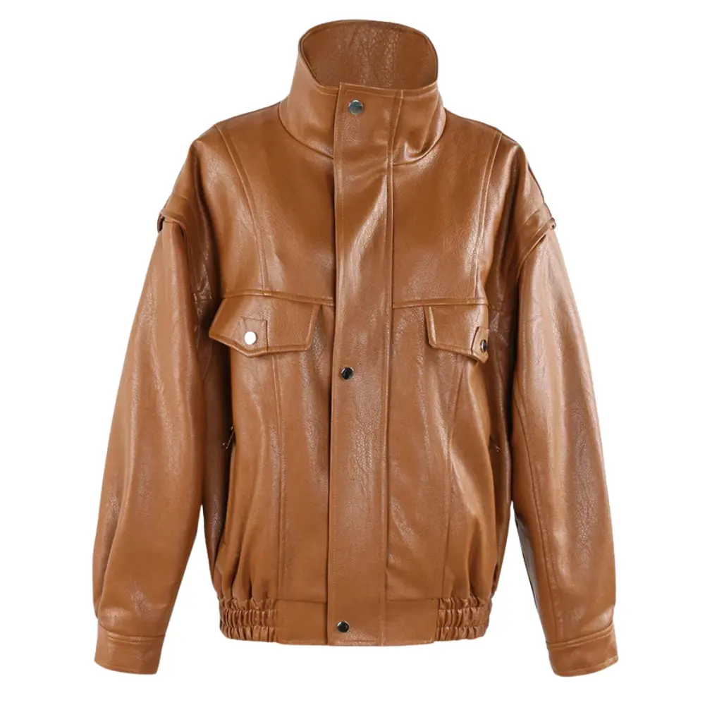 Women's Quilted Lining Leather Jacket | Vegan Leather Coat