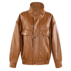 Women's Quilted Lining Leather Jacket | Vegan Leather Coat